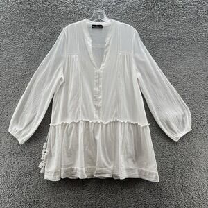 Tuckernuck Pomander Place Dress Women XXL White Gauze Relax Balloon Sleeve Mini